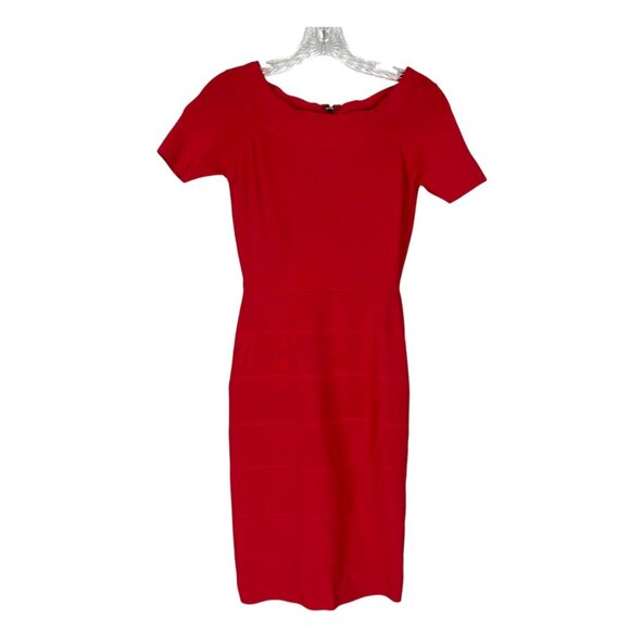 BCBGMaxAzria Womens Kisha Off Shoulder Bandage Dress Sangria Red Bodycon size S - Picture 1 of 13